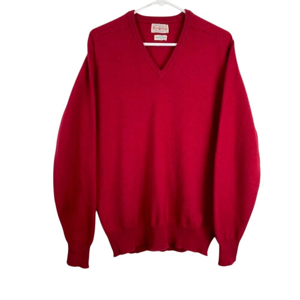Allen Paine-VTG (80's) 100% Lambswool Red Sweater Size 42